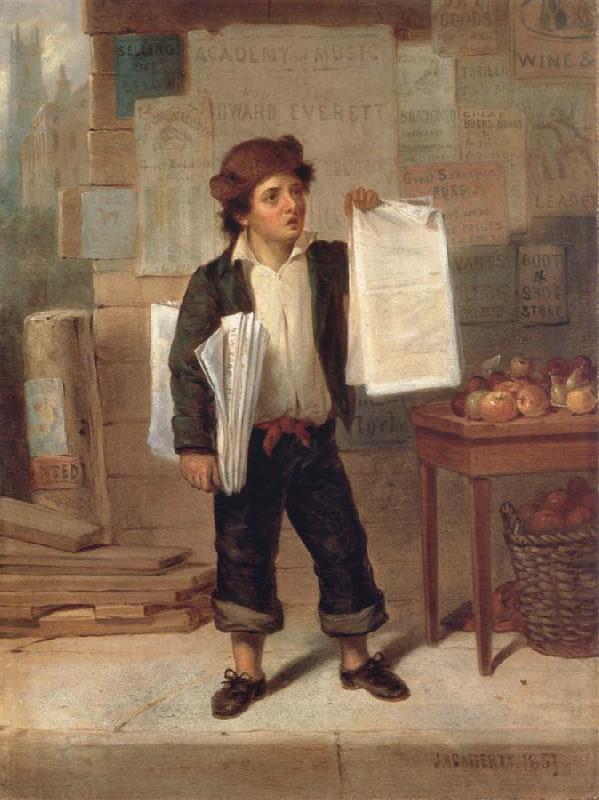 James H. Cafferty Newsboy Selling New-York China oil painting art
